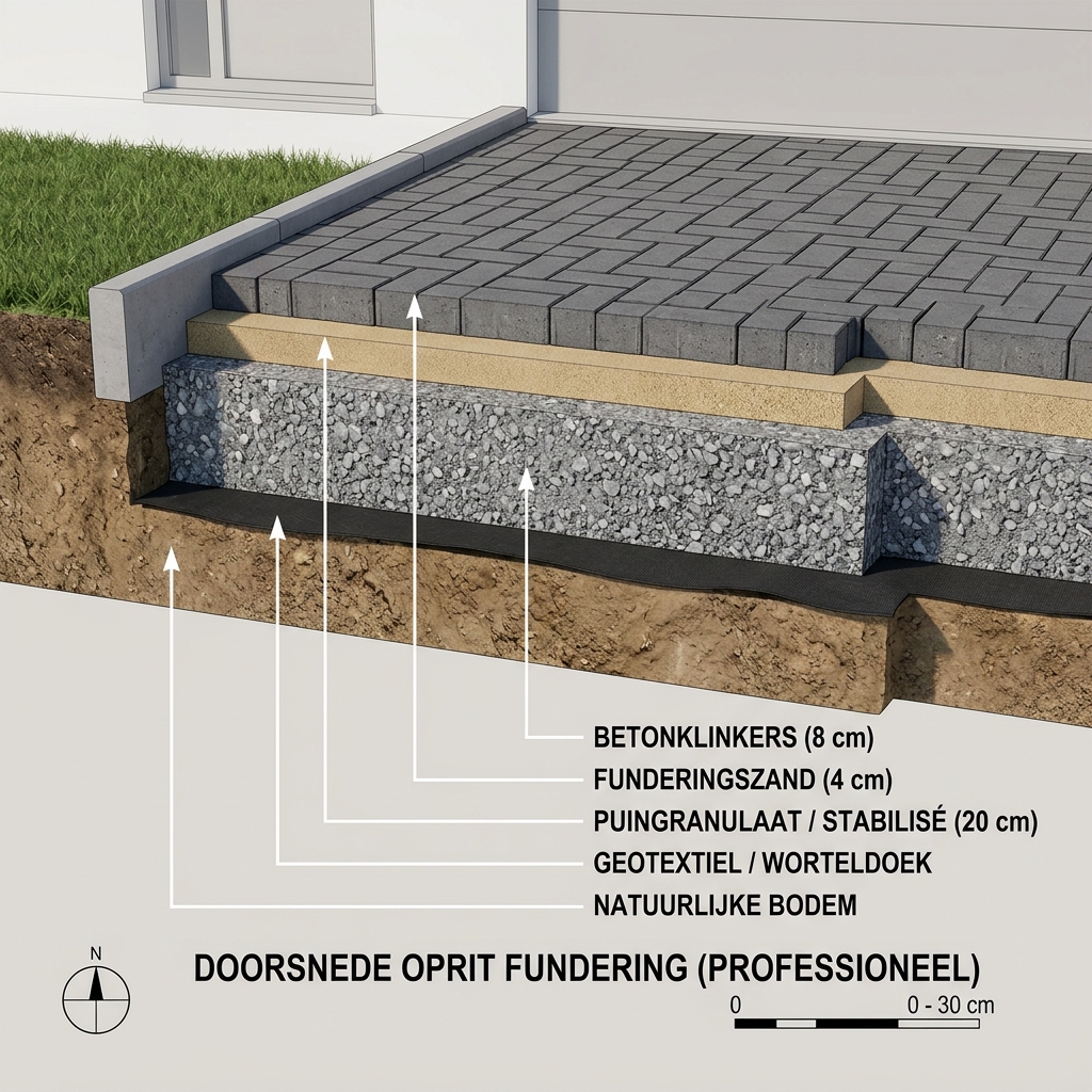Technische opbouw van een professionele oprit fundering